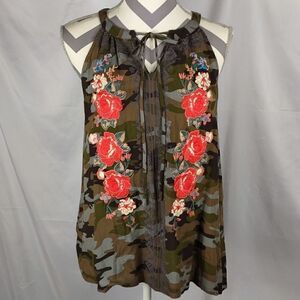 Andree by Unit Embroidered Floral Camo Halter Top